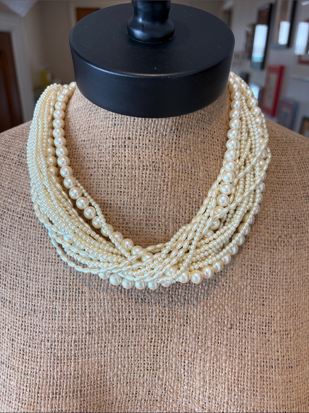Carolee Multi-Strand Pearl Twist Necklace in Ivory - Vintage